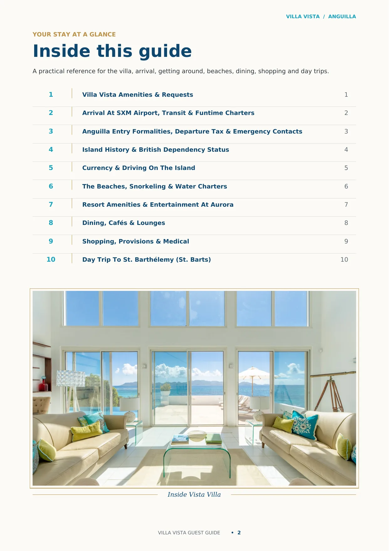 Vista Villa Anguilla guest guide - page 2