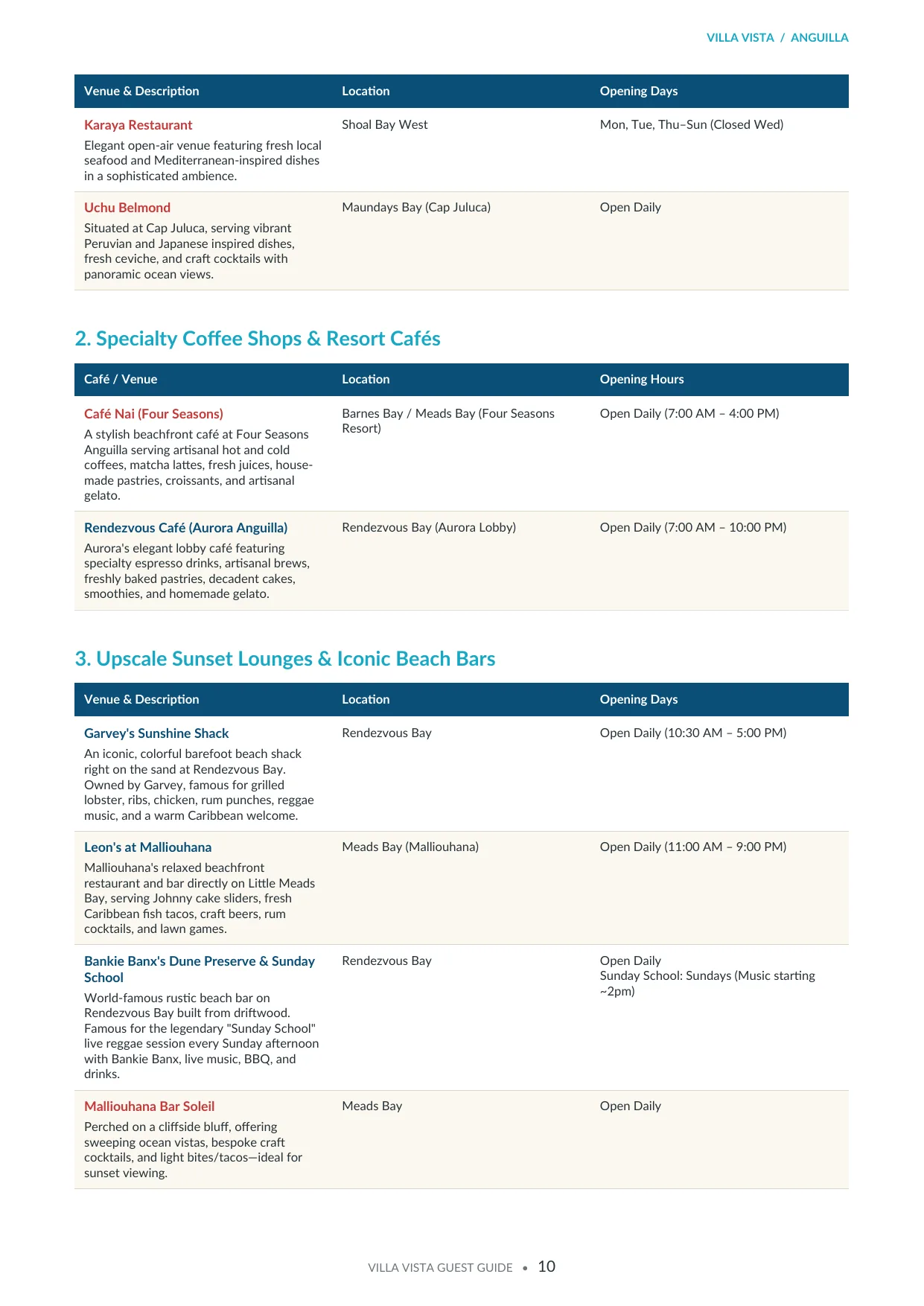 Vista Villa Anguilla guest guide - page 11